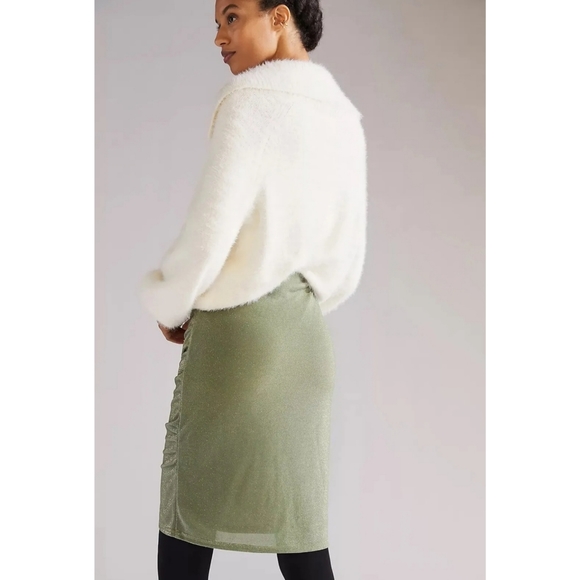 Anthropologie x Mare Mare Ruched Ruffled Mini Skirt Moss - Picture 3 of 7